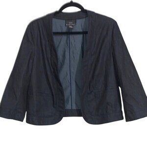 New York Clothing Co. Womens Black Open Front Blazer Jacket Size S